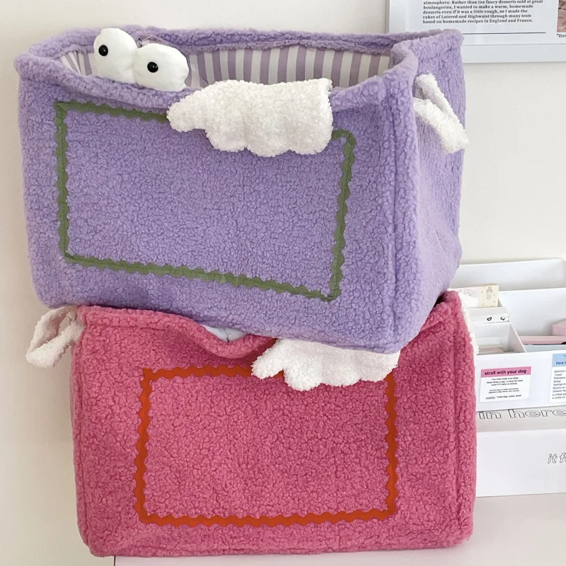 Little Monster Plush Storage Basket High Appearance Home Laundry Basket Large Capacity Toy Snack Organizer Clutter Basket