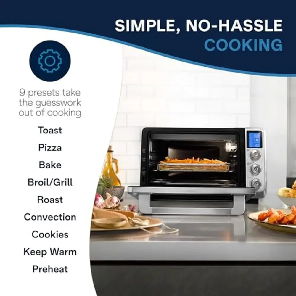 10-in-1 Digital AirFryer Oven with True Convection Technology Internal Light Grills Broils Bakes Roasts Reheats Family-Sized