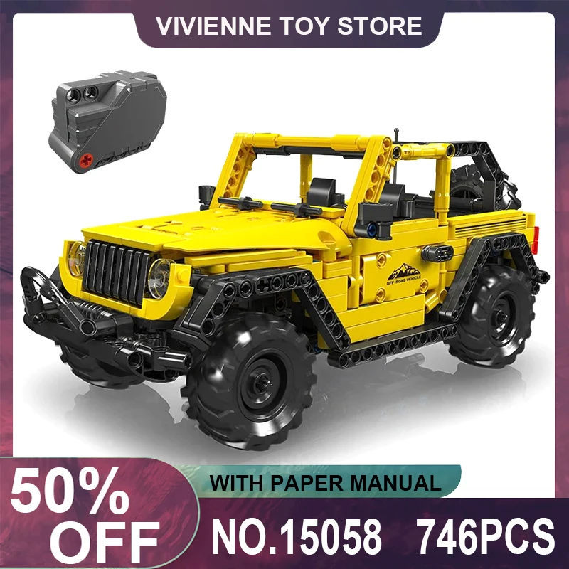 

Форма KING 15058 MOC технический внедорожник Wrangler, модель автомобиля с отрывом, строительные блоки, кирпичи, головоломка, игрушка, подарок для детей на день рождения