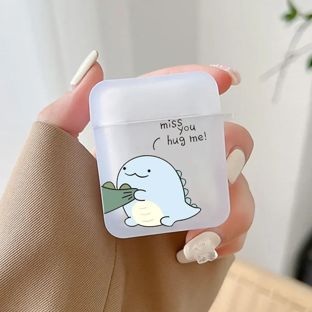 Charming Dinosaur Couple TPU Case - Adorable Earbud Accessory Skin