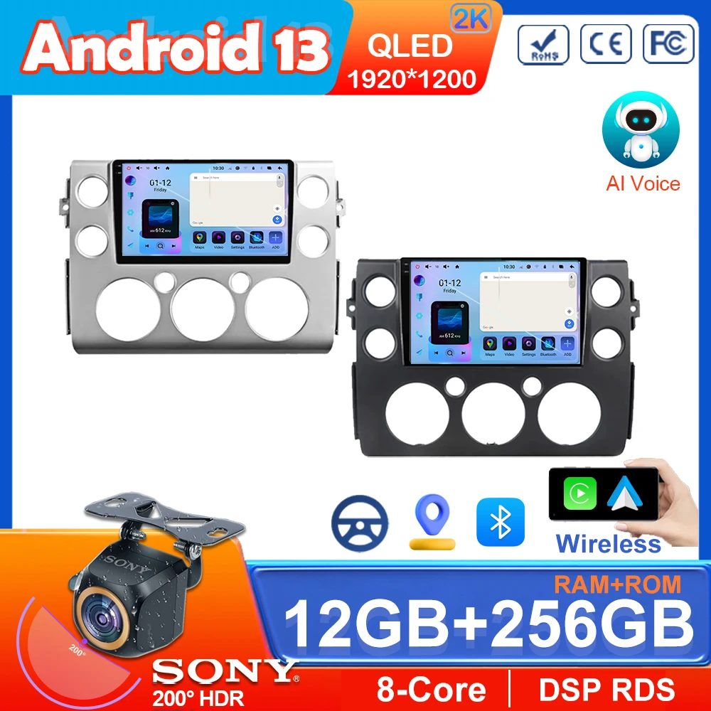 

QLED для Toyota FJ Cruiser J15 2006-2020 Carplay Android автомобильный радиоприемник мультимедийный плеер стерео GPS Навигация DVD № 2DIN экран