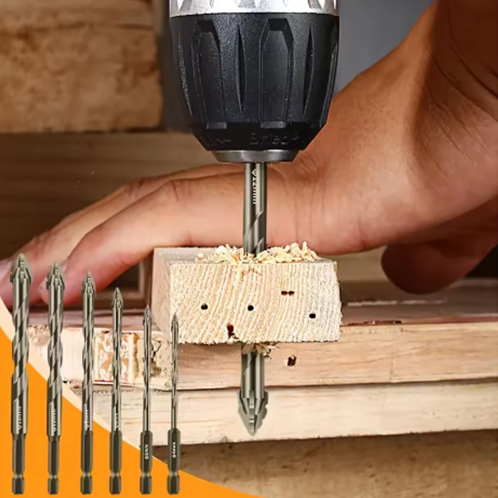 Drill Bit Set 7Pcs/set Four Flute Sawtooth Drill Bit For Glass Tile Concrete Metal Drilling Tools High Performance 3-12mm