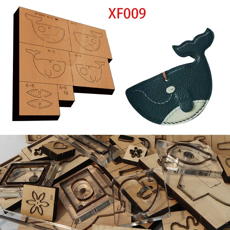 일본 스틸 블레이드 목재 다이 고래 펜던트 가죽 공예 펀치 수공구, 칼 금형 XF009 가죽 공예 도구, 신제품