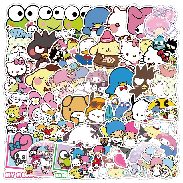 50/100pcs Mixed Cartoon Sanrio Stickers Cute Hello Kitty Cinnamoroll Kuromi  My Melody Waterproof Sticker Decals for Kids Toys - AliExpress