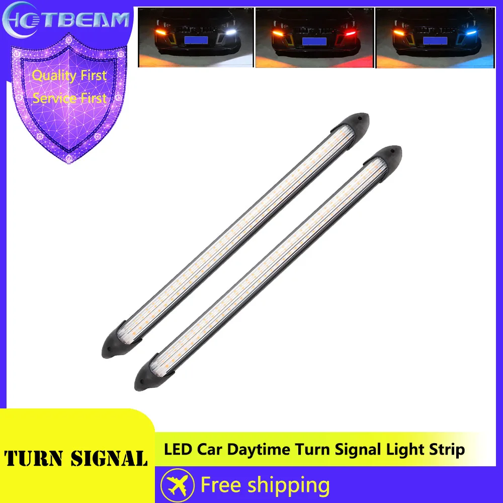 LEDDRLCarDaytimeRunningLightYellowTurnSignalLampWaterproofDecorativeLampFlexible