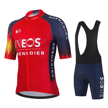 Ineos bicicleta 2023 manga curta roupas de bicicleta dos homens da bicicleta bib shorts conjuntos camisa ciclismo maillot ropa hombre