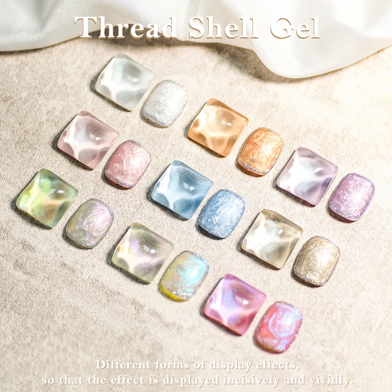 8PCS/SET  Autumn Thread Shell Nail Polish Gel Set Glitter Semi-Permanent Soak Off UV Nail Art Manicure Varnish Supplies Kit 6