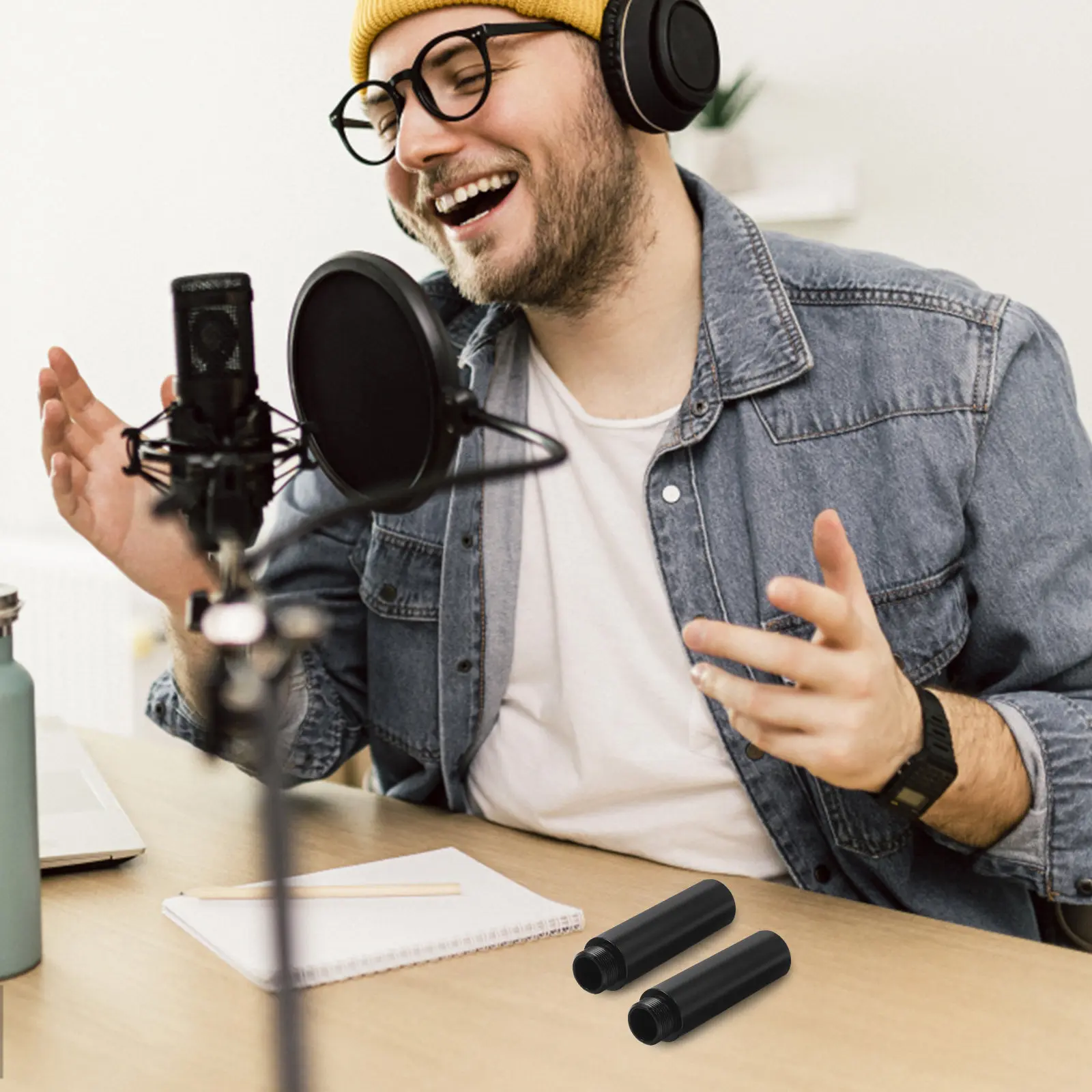 1 세트 마이크 스탠드 확장 키트 금속 마이크 붐 암 연장 라이브 스트리밍 녹음 노래 팟캐스트 스탠드 어댑터