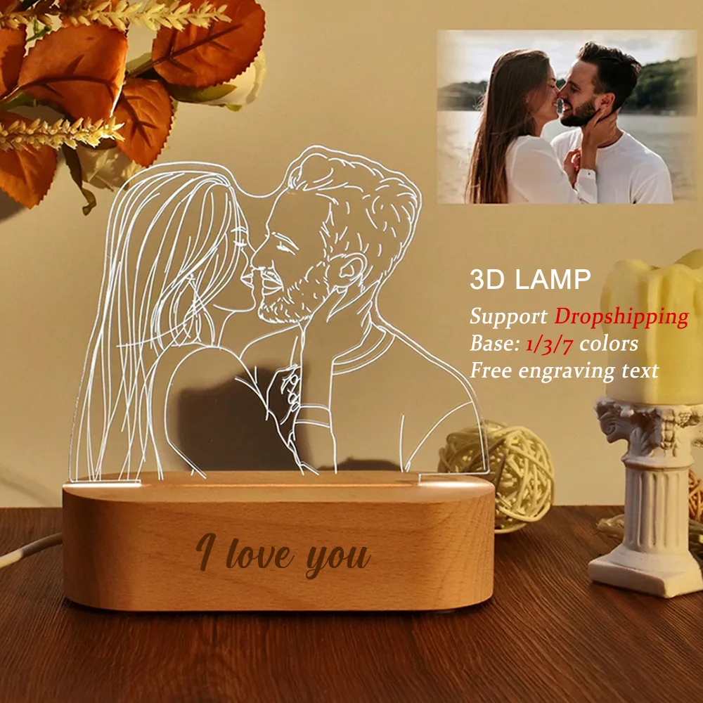 Lámpara 3D con foto personalizada, grabado de fotos, texto personalizado,  los mejores regalos de boda, aniversario, Navidad, regalos de cumpleaños