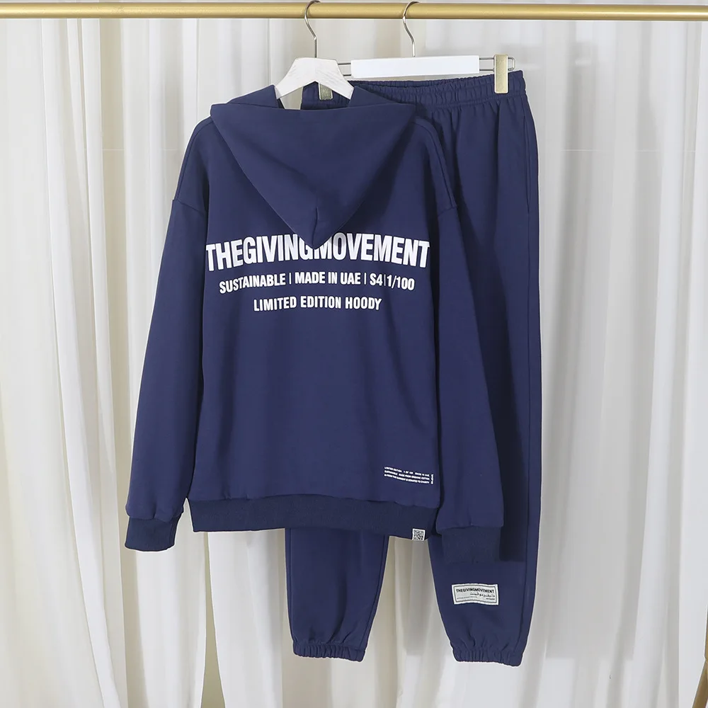 THEGIVINGMOVEMENT Loose Hoodies 2 Piece Set Casual Fashion Long Sleeve Sweatshirt Pants Suits for Men and Women 6