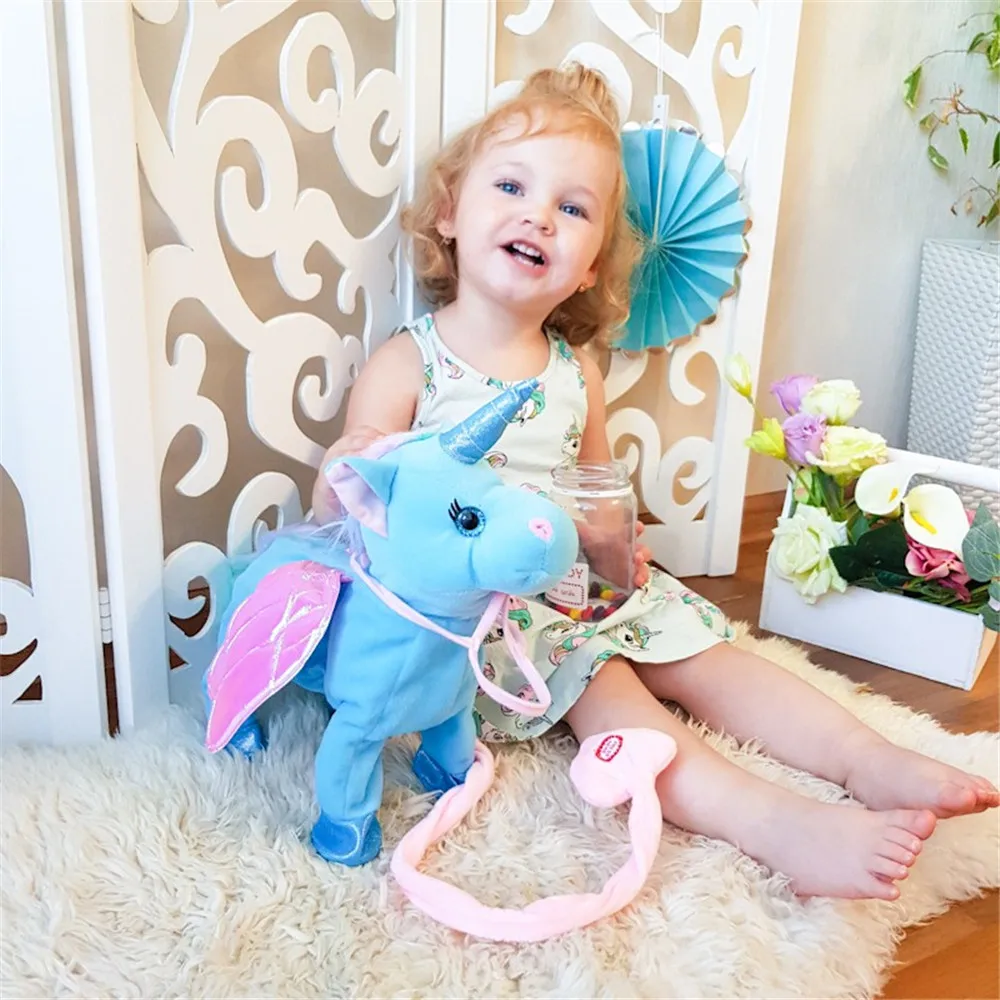 Funny Toys Electric Walking Unicorn Plush Toy Stuffed Animal Horse Music Doll For Children Christmas Gifts