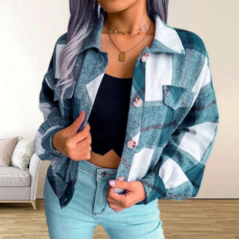 

2023 High Quality Women's New Autumn Winter Patchwork Lapel Warm Coat Women's City Loose Single Breasted Cotton Striped Jacket.