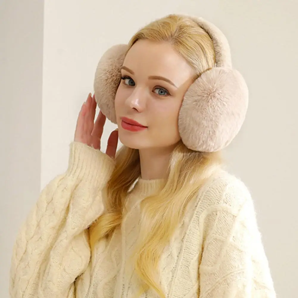 Earmuffs Fashion Winter Warm Fluffy Ear Muff for Women Soft Plush Earmuffs Girls Boys Cold Weather Ear Warmer Foldable Earflaps