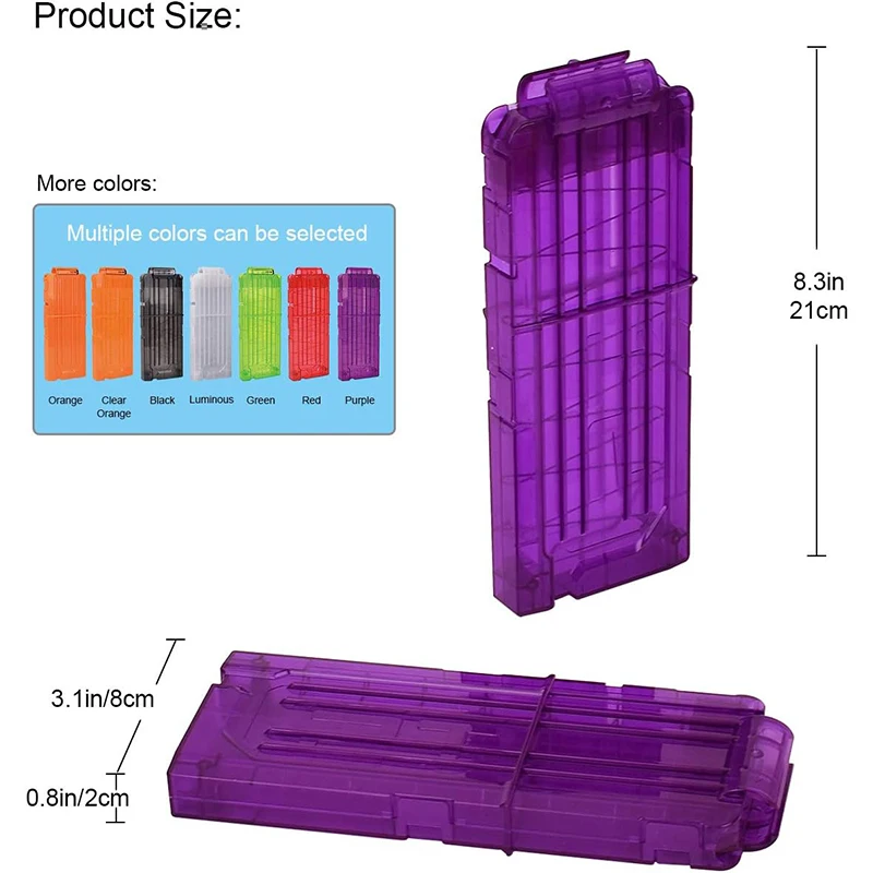 4-Pack Soft Bullet Clips – 12-Dart Quick Reload Magazines For NERF N-STRIKE ELITE Blasters (Green)
