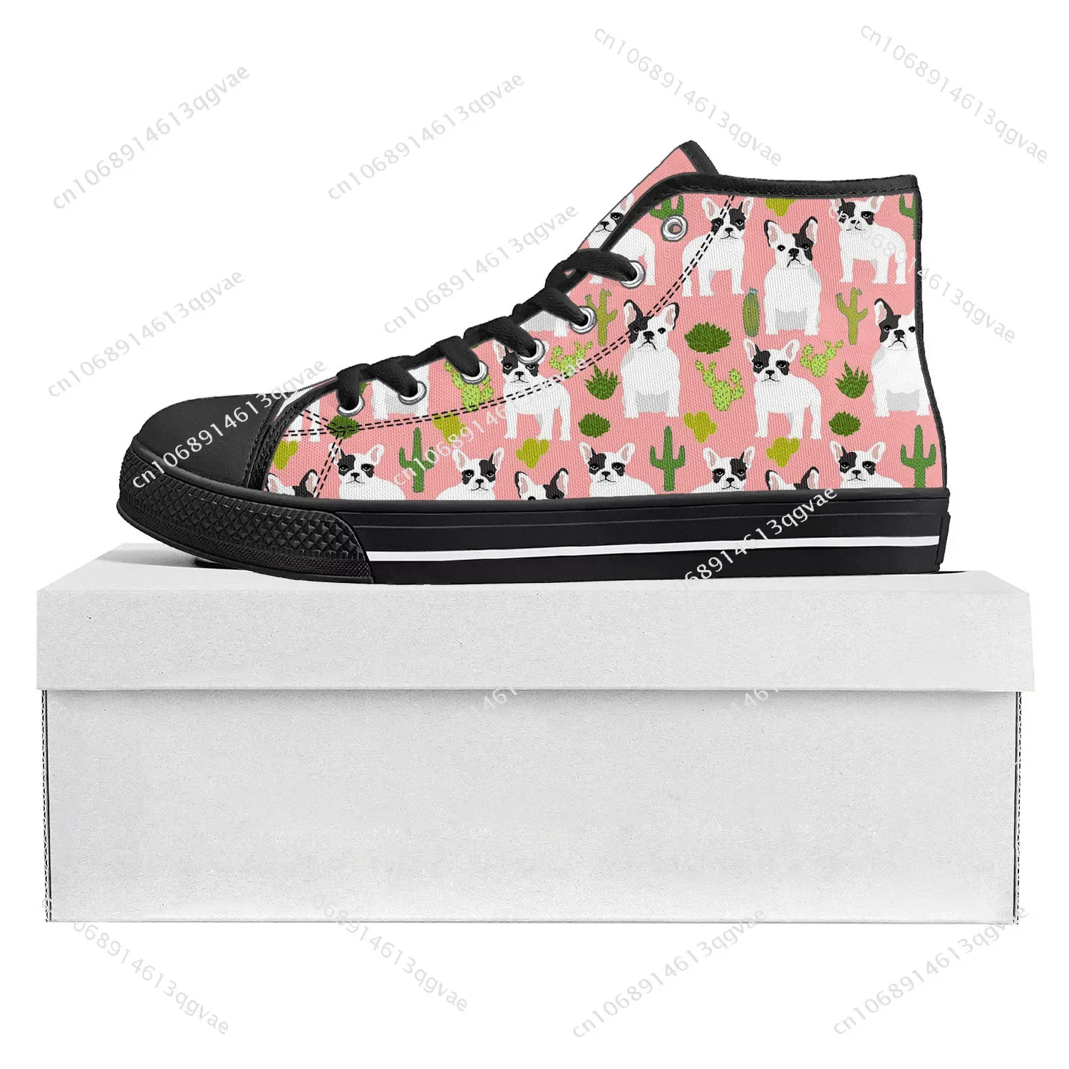 Boston Terrier High Top High Quality Sneakers Mens Womens Teenager Canvas Sneaker Custom Made Shoe Casual Couple Shoes Black