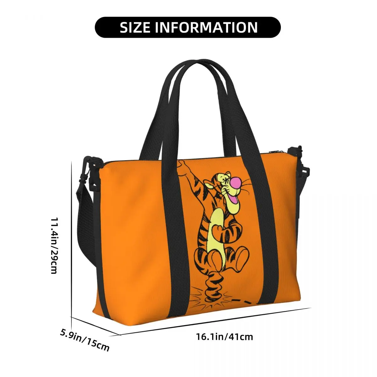 Custom My Friends Tigger Pooh
Cartoon Tote Bag Women Large Capacity Gym Beach Shoulder Travel Bag 4