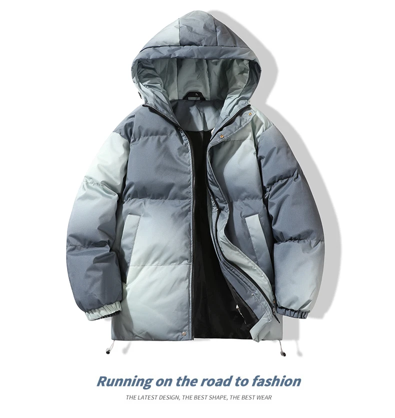 

Новинка 2023, бренд pdmcms, зимняя модная мужская куртка с капюшоном, верхняя одежда с капюшоном, теплая плотная одежда с хлопковой подкладкой, уличное пальто с градиентом
