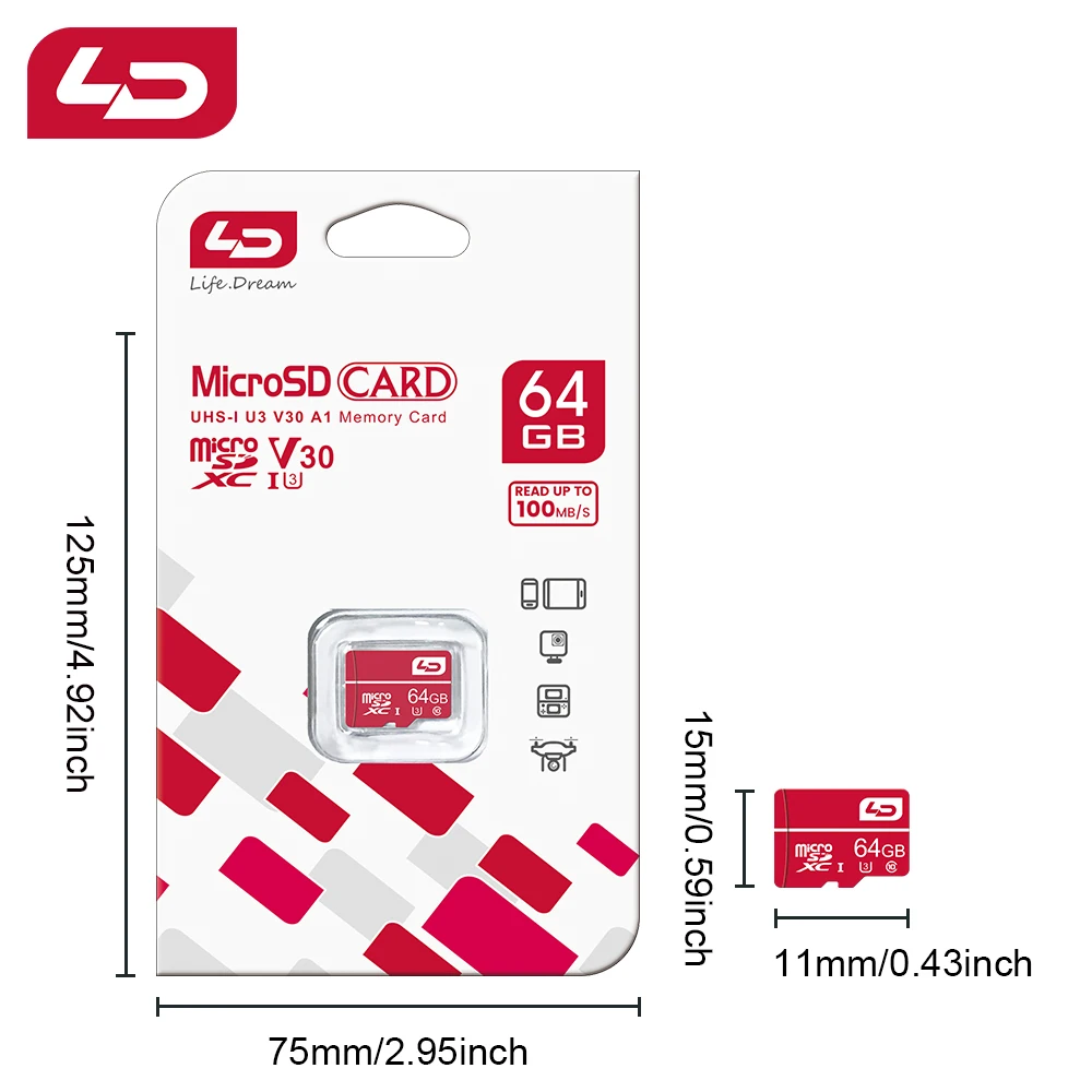 Ld-micro tf sd Cartão de Memória Classe 10 Uhs1 Cartão Flash para Samsung pc 128gb 64gb 32gb Pcs - Imagem 3