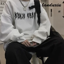 

Landuxiu Y2K Retro Gothic Oversized Hood Punk Anime Print Clothes Hip-Hop High Street Sweatshirts