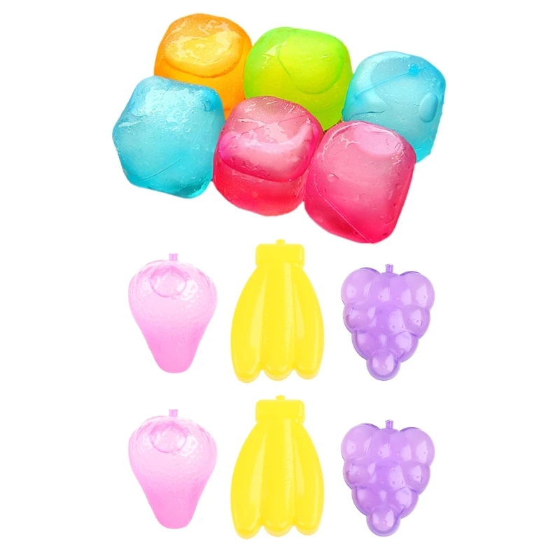 6pcs Colorful Washable Ice Cube Plastic Reusable Ice Cubes Refreezable Ice Pellets for Boys Girls Birthday Gatherings