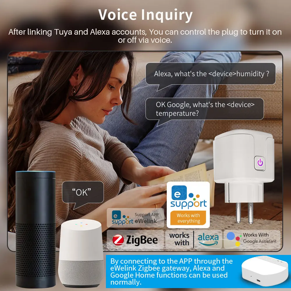 eWelink Zigbee Smart Plug Socket With Timing/Countdown/Power Monitoring Function