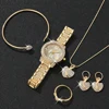 Ladies Watch 6pcs/Set Women's Fashion Heart Necklace Earings Bracelet Rings Jewelry Set Shaped Rhinestone Quartz Watch Set Watch 3