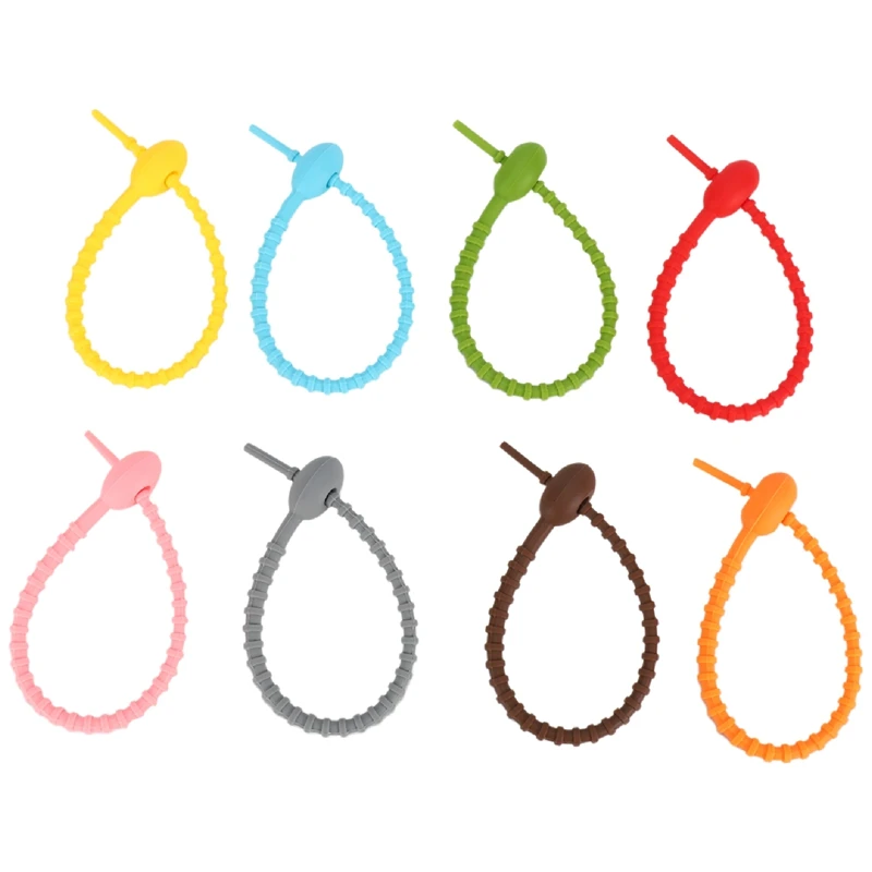 

40Pcs Colorful Silicone Ties Bag Clip,Cable Straps, Bread Tie, Reusable Rubber Twist Tie, All-Purpose Silicone Ties