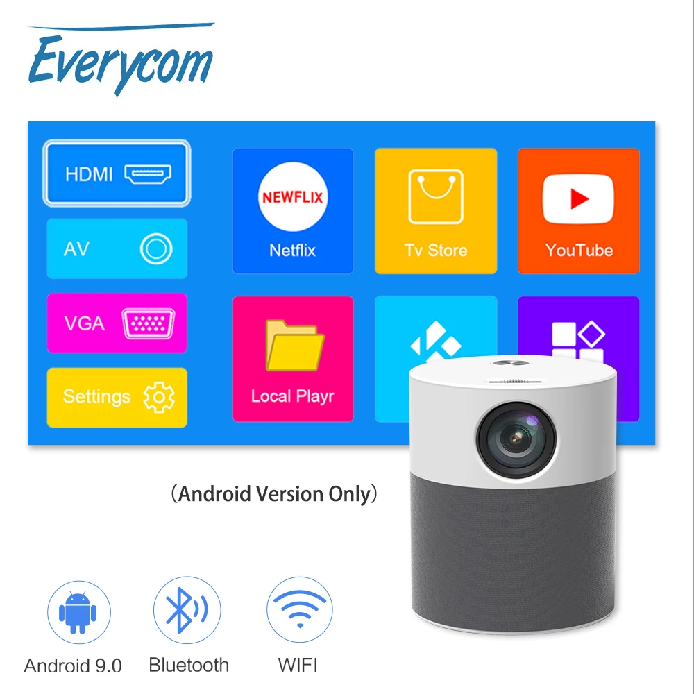

Everycom T9 T9A T9W Projector Full HD Mini Portable Home Cinema 1080P WIFI Android 5500 Lumens Beamer