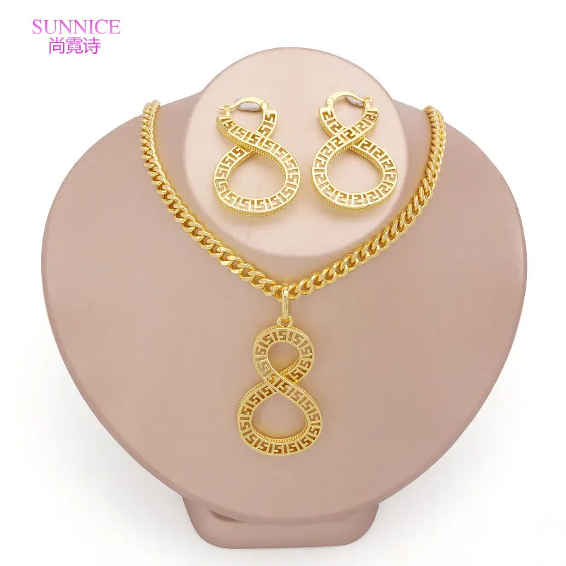 Fashion Brazilian 18k Gold Plated Jewelry Sets For Women Party Necklace