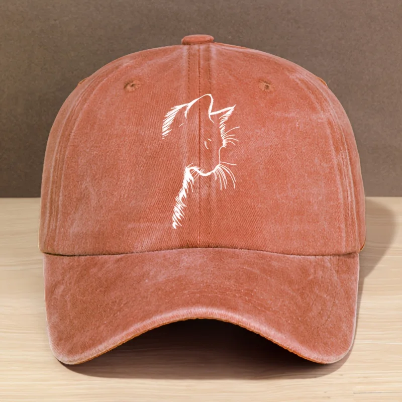 Modische, ausgehöhlte Baseballkappe mit Katzenmuster für Herren und Damen, LKW-Fahrerkappe, Outdoor-Sport, Camping, Angeln – Detail 10