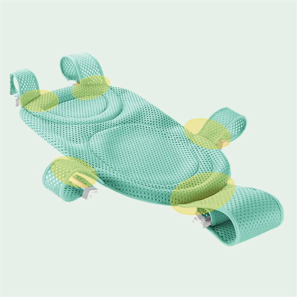 Baby Bath Seat Baby Adjustable Infant Cross Shaped Slippery Bath Net Antis Kid Bathtub Shower Cradle Bed Seat Net And Ring cloth Home Mat Seat baby bath support pad