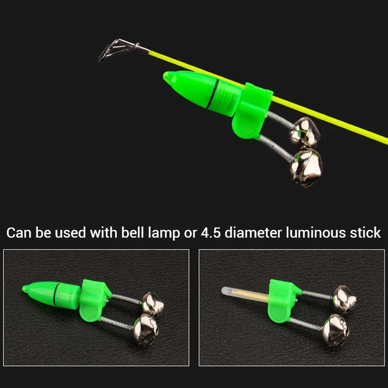 5/10pcs Fishing Bite Alarms for Rods with LED Light Twin Bells Bait Alarm Light Clip Bells Ring Pole Fish Bites Indicators