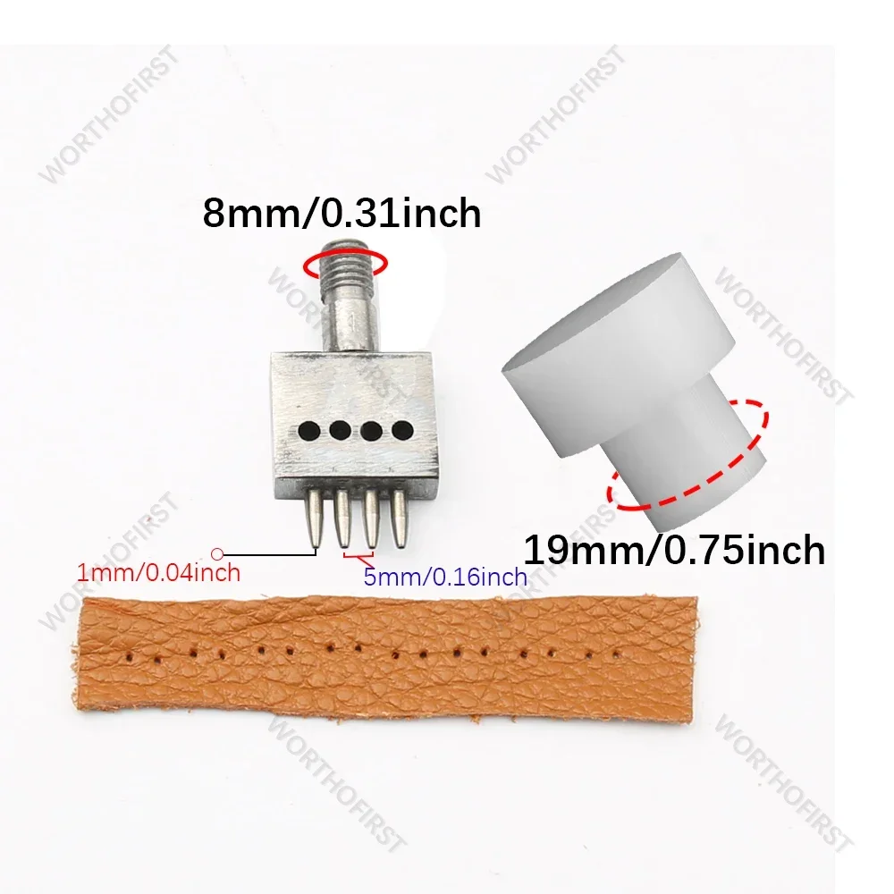 Leather Punching Tools 4/5/6/8mm Spacing M8 Thread Punch Dies Hand Press Perforated Round Stitching Cut