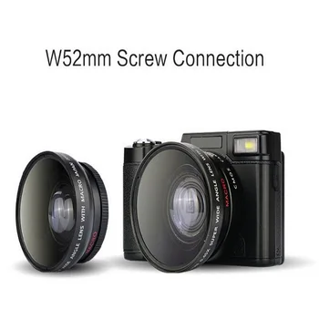 HD 디지털 카메라 24MP 사진 카메라 4 배 줌 회전 스크린 전문 EIS 비디오 카메라, 와이드 렌즈 포함