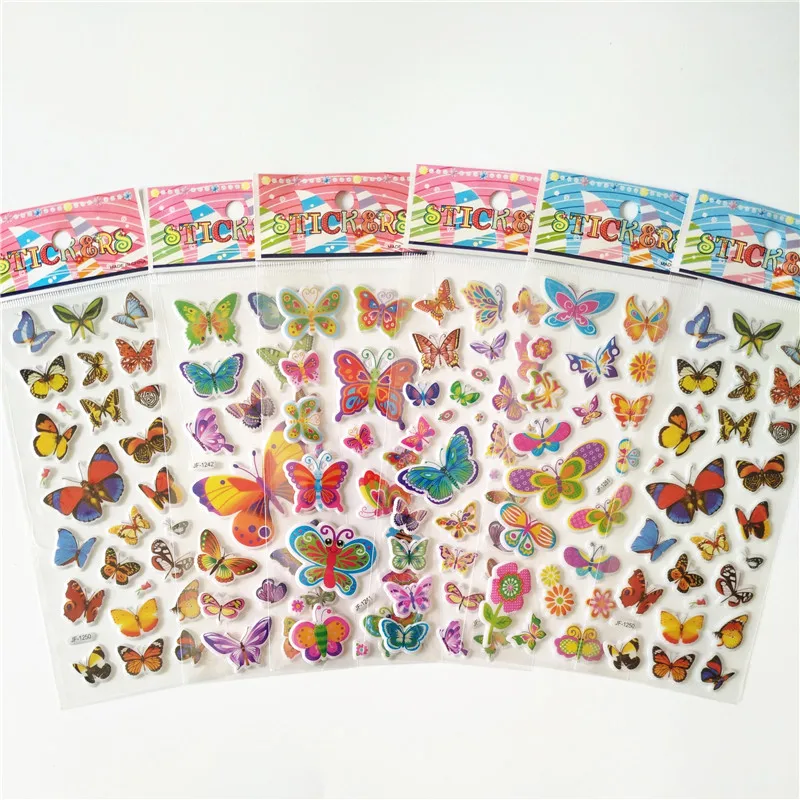 6 Sheets 3d Pet Dog and Marie Cat Stickers for Car Styling Scrapbook Animal Fish Dinosaur Bubble Stickers Reward Kids Toys 3