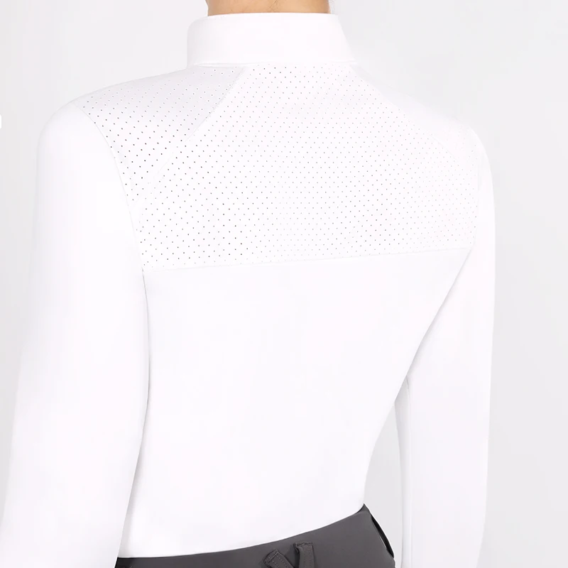MXLLINA White Horse Riding T-Shirts Woman Clothes Racing Show Blouse Sports Long Sleeve Top Lady Competition Equestrian Shirt 3
