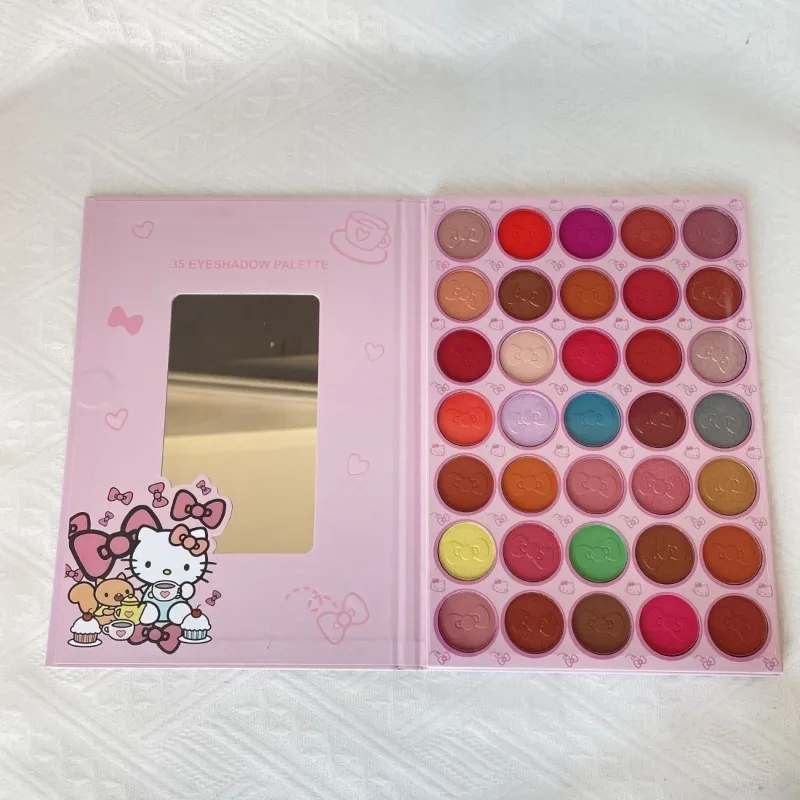 

New Sanrio Hello Kitty 35 Colors Eye Shadow Palette Waterproof Matte Pearlescent Glitter Student Eyeshadow Makeup Girl Cosmetics