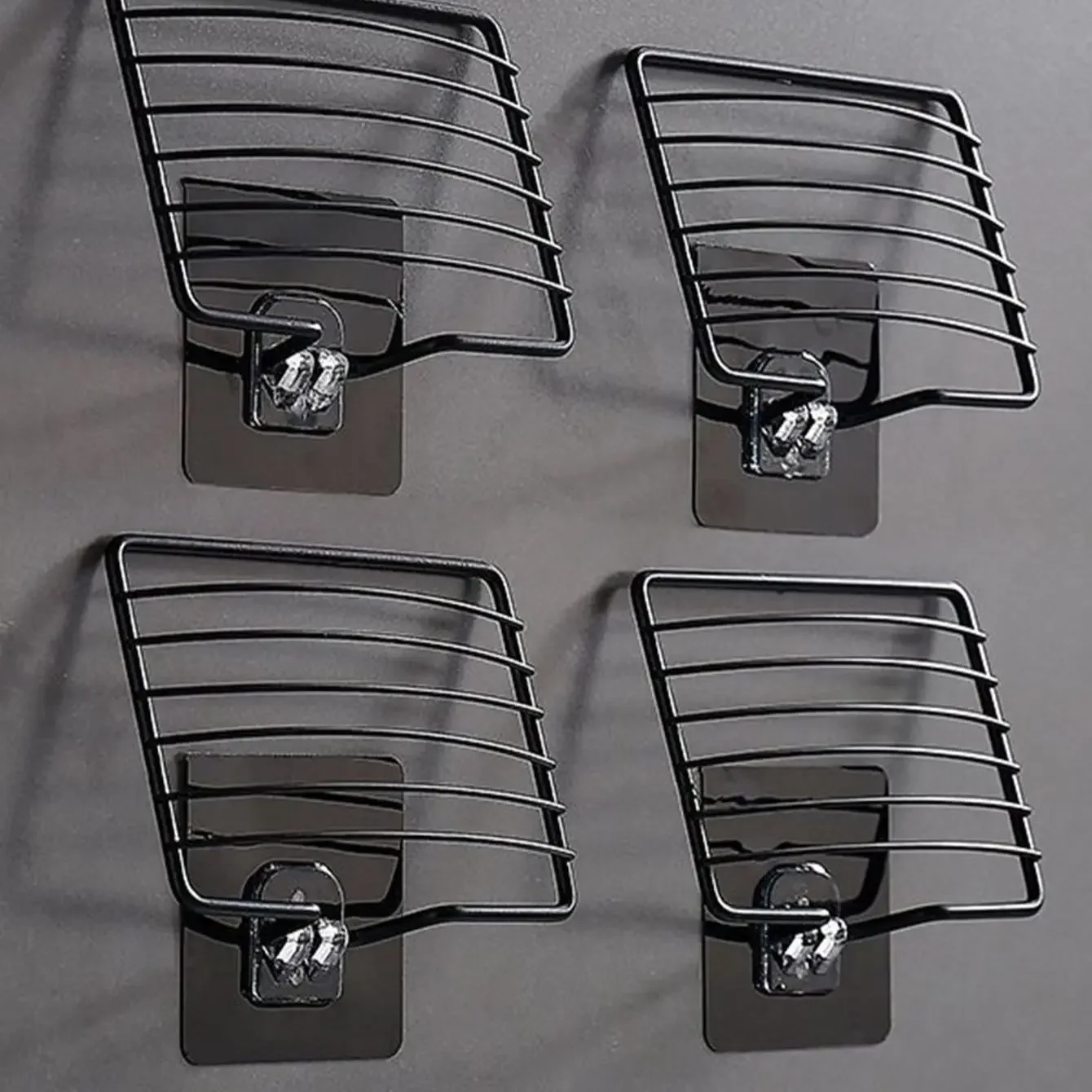 1pc-Stainless Steel Soap Rack Punch-free Nail-free Bathroom Single Layer Drain Wall Hanging Sucker Soap Box Light Luxury Shelf 4