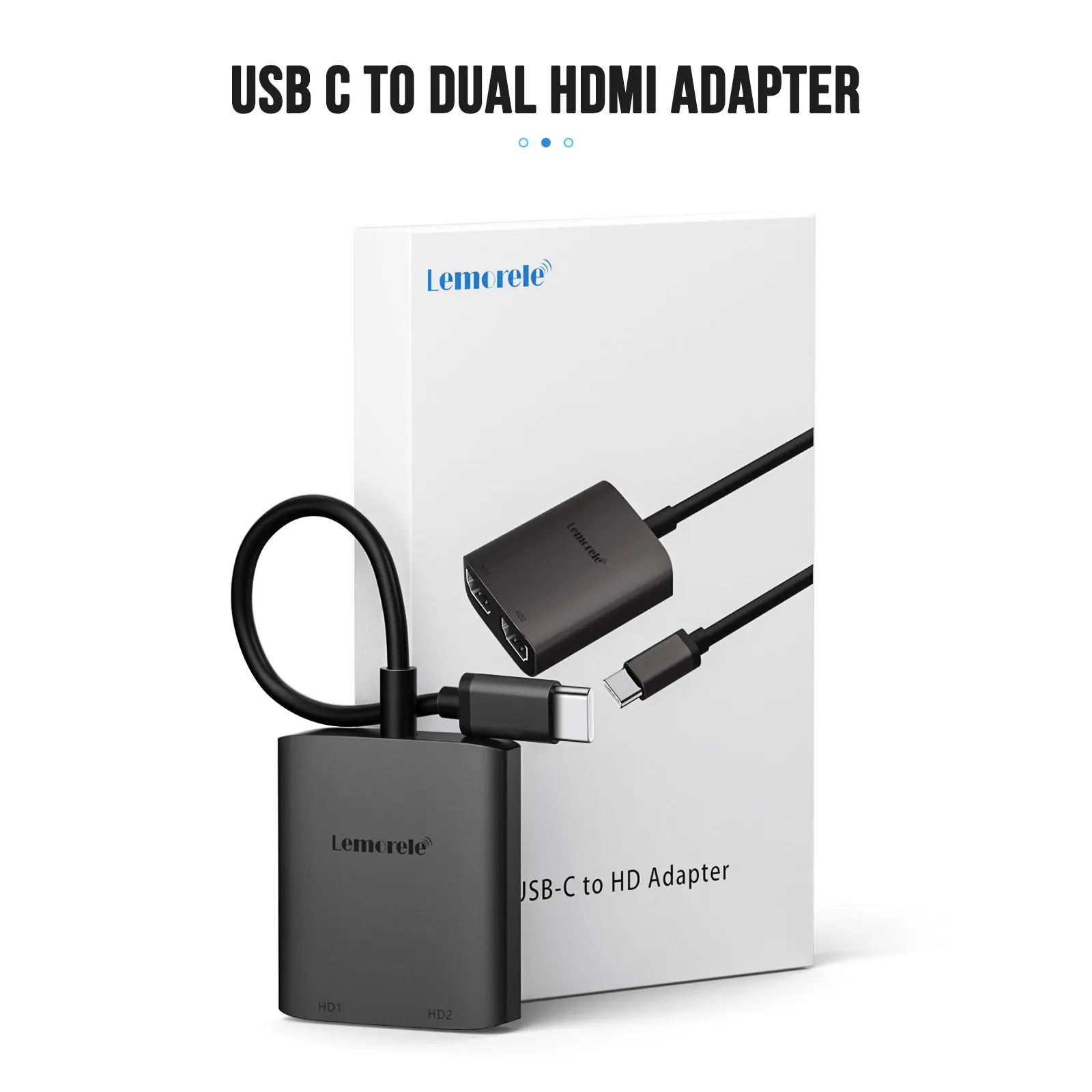 Lemorele-docking Station Tipo-c Portas Hub para Dual Hdmi 4k 60hz Expansão de Tela Dupla Macbook Laptop Celular pc - Imagem 2