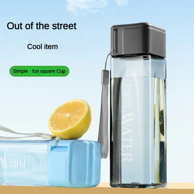 500ml 1 Pcs Clear Square Drinking Glass in Mate Plastic Portable Water Bottle with Milk Cable for Outdoor Sports Water bottle 4