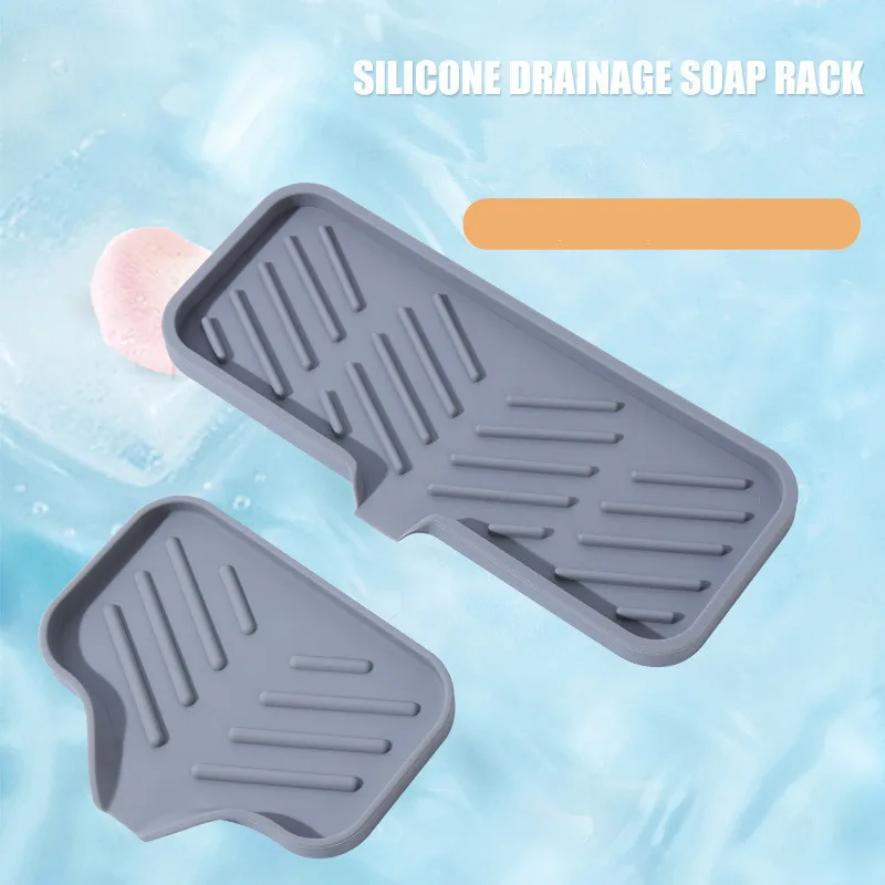 Silicone Faucet Mat Kitchen Sink Tray Soap Dispenser Sponge Drain Pad Sink Splash Drying Mat Countertop Storage Tray Organizer faucet mat soap dispenser tray kitchen sink mat