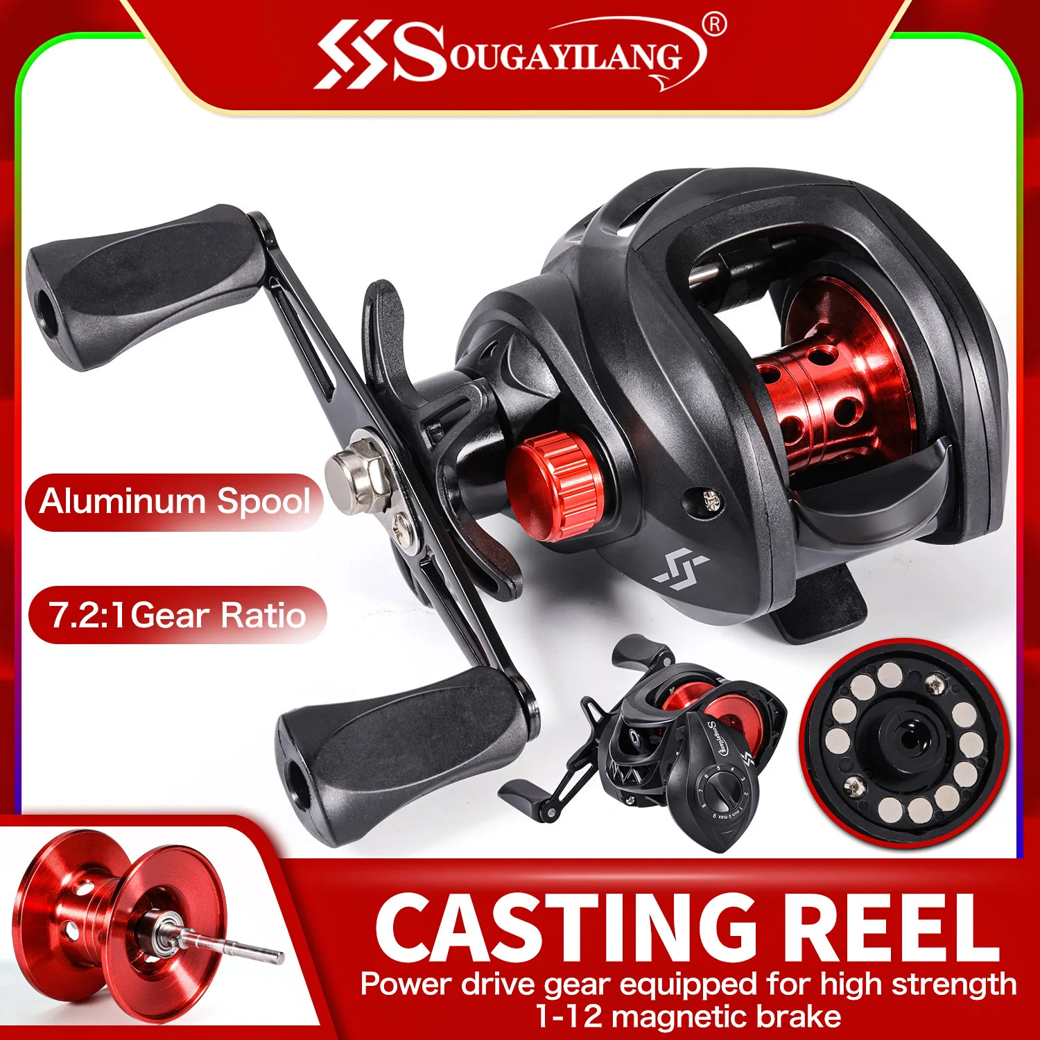 Sougayilang Fishing Rod and Reel Combos 1.98M Carbon Fiber Pole 7.1:1  Baitcasting Fishing Reel Sets Drag Power 5KG Tackle - AliExpress