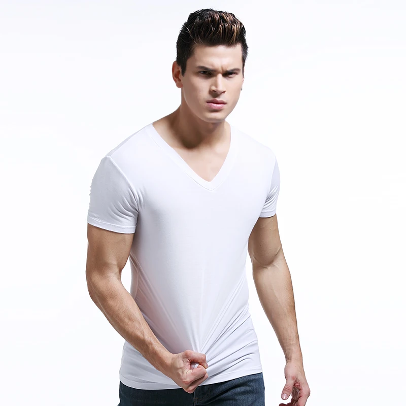 Summer Round Neck Tight Men's Short-Sleeved V Neck T-Shirt Pure Color Vest T-Shirt Slim Sports Bottoming Sweatshirt cotton vest compression t shirt men undershirt short sleeve undershirt