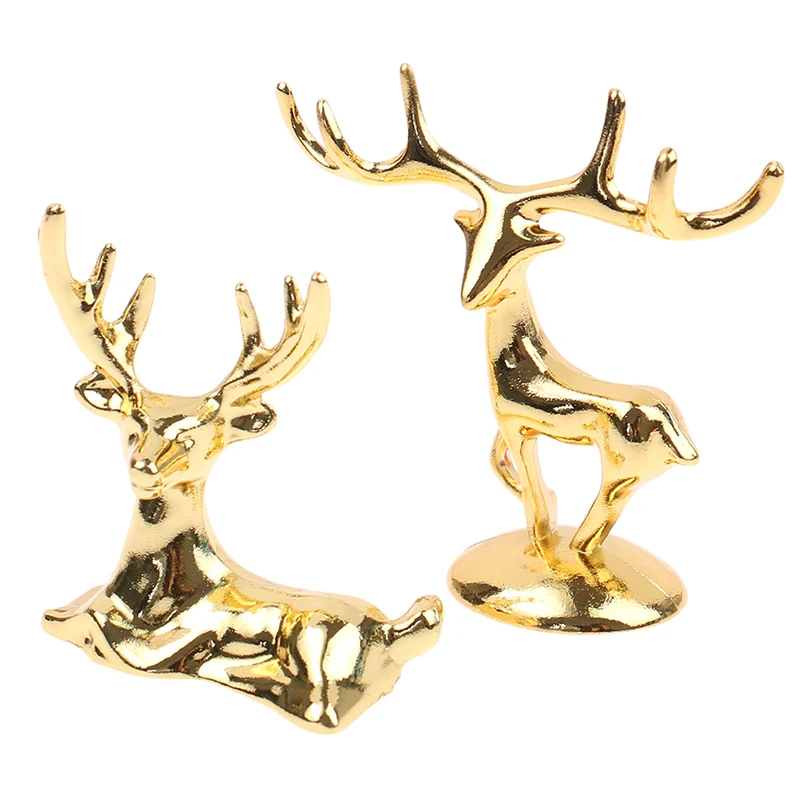 

Elk Deer Statue Nordic Christmas Reindeer Art Figurine Vintage Golden Iron Handicraft Home Ornament Table Decoration Gift