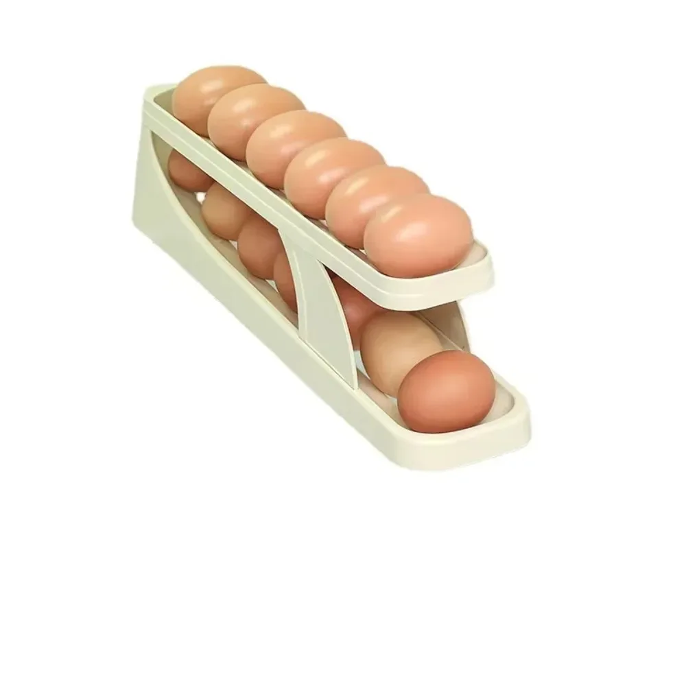 Durable Auto-Scrolling Egg Dispenser Stackable Refrigerator Egg Rack Holder Space-Saving Storage Organizer Home Kitchen