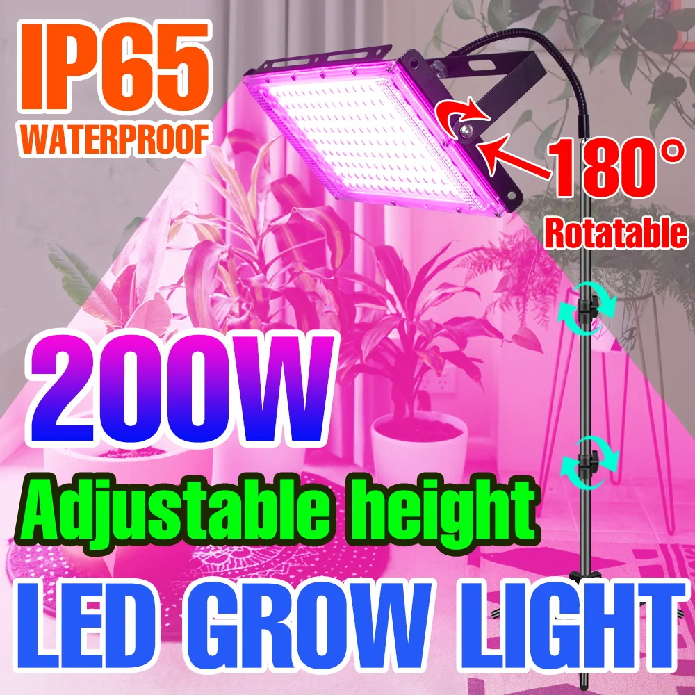 200W LED Phyto Lamp Full Spectrum Grow Light For Indoor Plants With Stand Hydroponics Flower Growing LED Cultivation Phytolamp