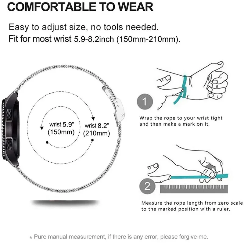 Elegant 22mm Milanese Metal Sport Bracelet Strap - Universal Fit
