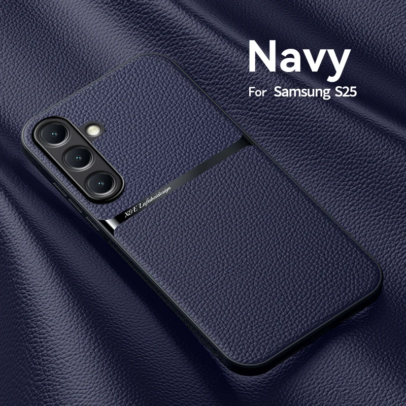 Premium Magnetic Black Leather Phone Case with Car Holder Attachment