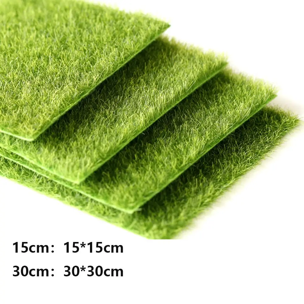 1Pcs 15*15/30*30cm Artificial Grassland Simulation Moss Lawn Turf Fake Green Grass Mat Carpet DIY Micro Landscape Garden Decor