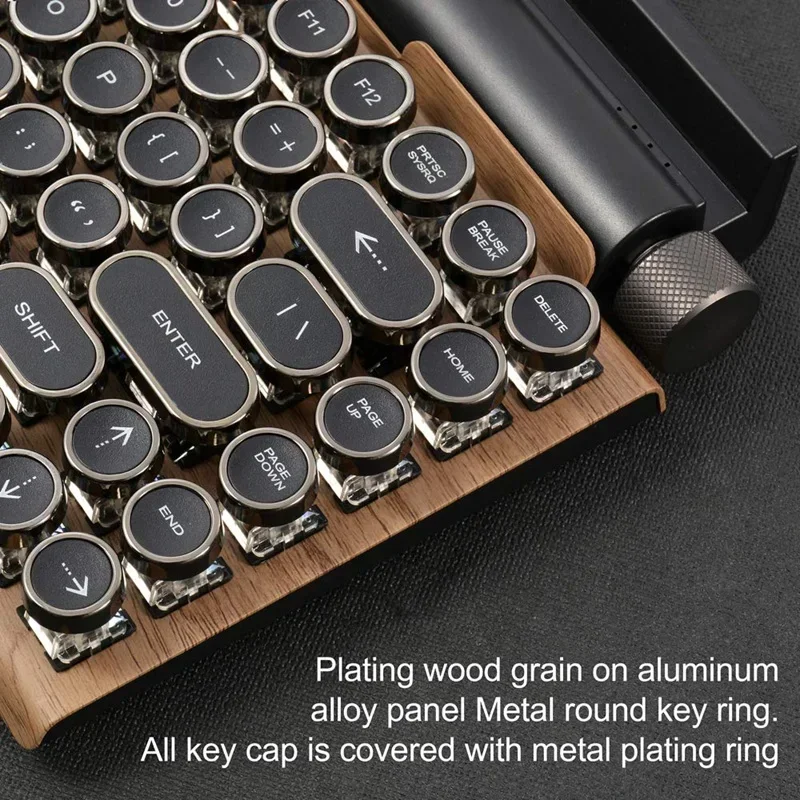 Teclado de Máquina de Escrever Retro Teclado sem Fio Bluetooth Usb Mecânico Punk Keycaps para Desktop pc Portátil Telefone - Imagem 2